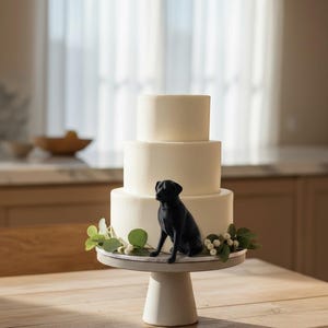 Escultura de Labrador: Regalo para amantes de los perros, recuerdo conmemorativo de mascotas, adorno para tarta Negro