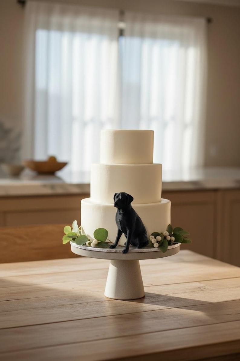 Escultura de Labrador: Regalo para amantes de los perros, recuerdo conmemorativo de mascotas, adorno para tarta Negro