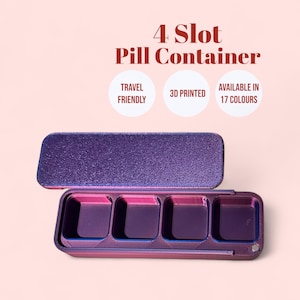 4 Slot Pill Container – Weekly Pill Case | Portable Pill Vitamin Holder | Travel Medication Box | Supplement Organiser | Regular/Large Size