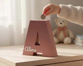 Personalized Letter Piggy Bank - Custom Nursery Decor, Kids Gift