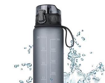 1L Sports Water Bottle Gym Travel Drinking Leakproof Bottle with Straw BPA Free