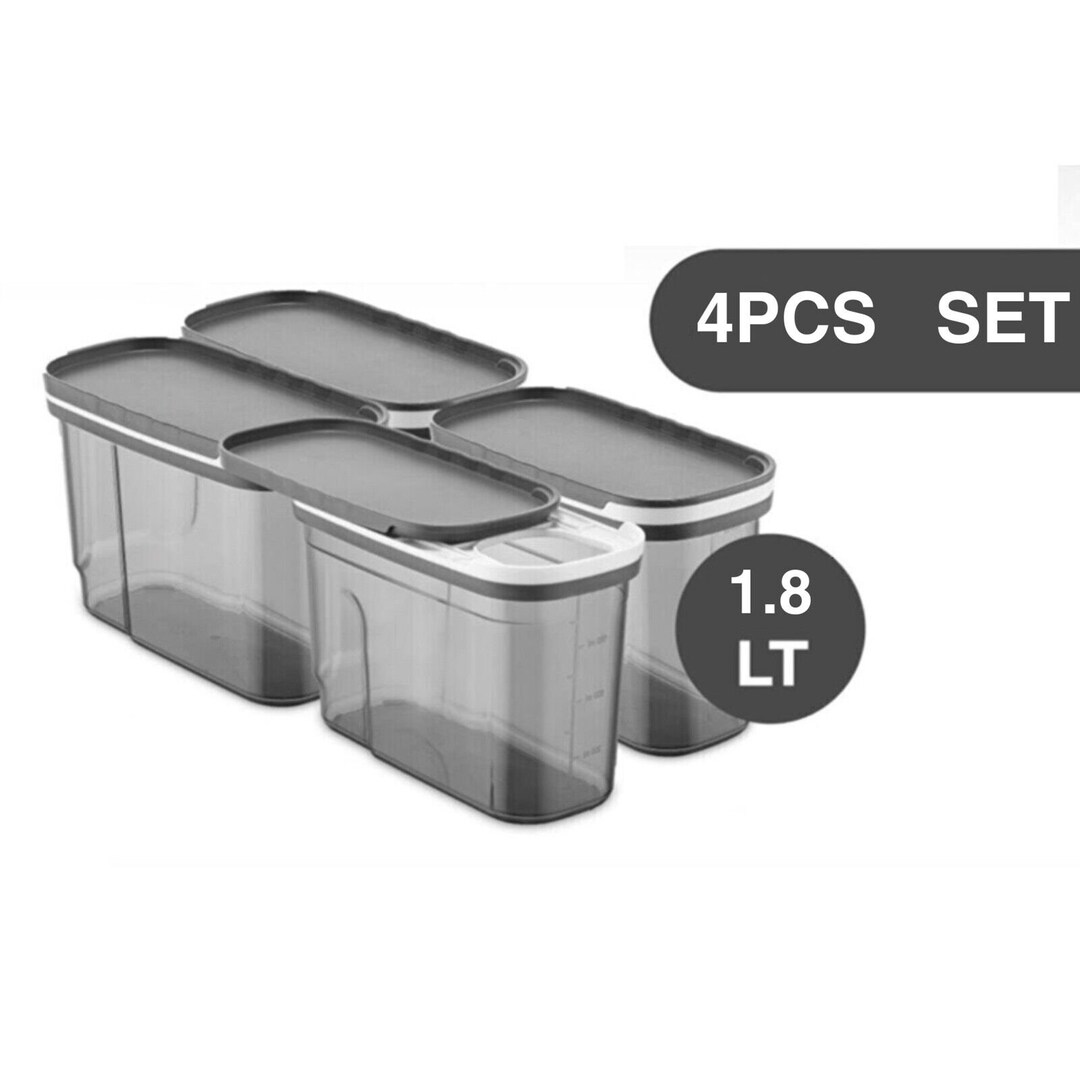 Set of 4 Food Container Pantry Dispenser Airtight Food STORAGE ...