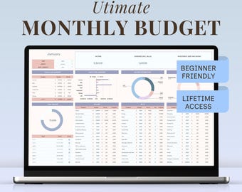 Monthly Budget Planner Google Sheets Finance Budget Spreadsheet Excel Income Template Bill Calendar Budgeting by Paycheck Expense Tracker