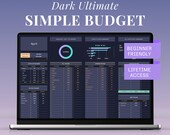 Dark Simple Budget Planner Google Sheets Monthly Budget Spreadsheet Excel Weekly Income Template Biweekly Budgeting Paycheck Expense Tracker
