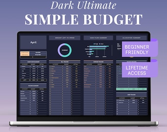 Dark Simple Budget Planner Google Sheets Monthly Budget Spreadsheet Excel Weekly Income Template Biweekly Budgeting Paycheck Expense Tracker