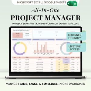 Projektmanagment Spreadsheet Excel Team Aufgabentracker Google Sheets Gantt Chart Kanban Board Kostentracker Multi Projekt Job in einem Plan