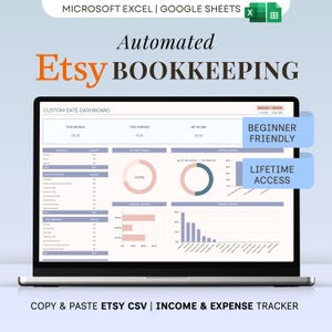 Etsy Seller Bookkeeping Spreadsheet Etsy Accounting Google Sheets Small Business Income Expense Profit Sales Tracker Business Tax Planner