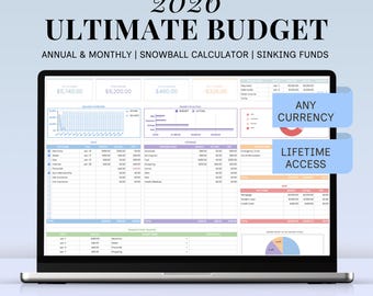 Ultimate Annual Budget Spreadsheet Monthly Template Google Sheets Bill Debt Savings Tracker Personal Finance Snowball Sinking Funds Planner