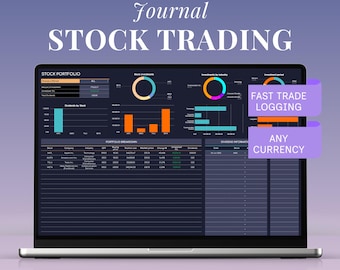 Stock Trading Journal Template Dark Mode Google Sheets Excel P&L Win Rate Day Trading Log Strategy Risk Tracker Pip Investment Portfolio
