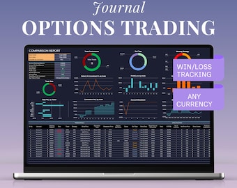Options Trading Journal Template Dark Mode Google Sheets Excel P&L ROI Back testing Strategy Planner Finance Market Trading Log Spreadsheet