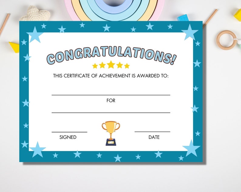 Printable Certificate Congratulations Certificate of - Etsy