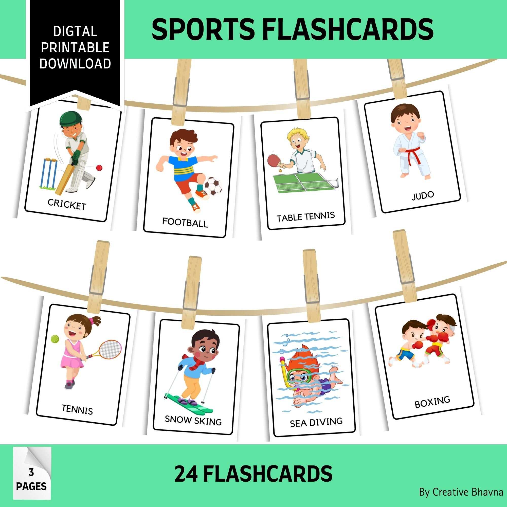 Educational Printable Montessori Printable Sports Flashcards - Etsy