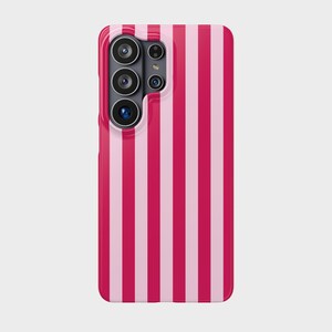 Pink Vertical Striped Phone Case for Samsung Galaxy S20-S26 | Snap-On Protective Cover