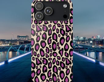 Pink Leopard Print Phone Case for iPhone 8-17 | Snap-On Protective Cover
