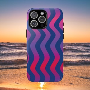 iPhone 8 - 16 Mobile Phone Case, Wavy Stripes Pattern, Dual Layer Protective Cover, Phone Accessory Gift