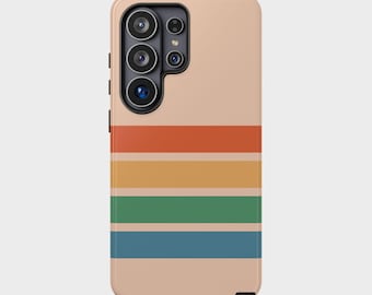 Retro Horizontal Striped Phone Case for Samsung Galaxy S20-S26 | Tough Dual-Layer Protective Cover