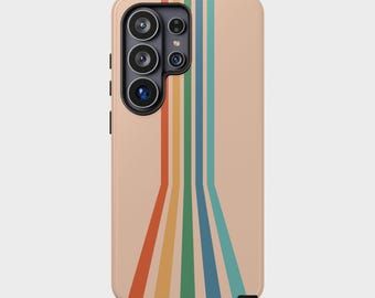 Retro Warped Striped Phone Case for Samsung Galaxy S20-S26 | Dual-Layer Protective Cover
