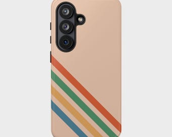 Retro Diagonal Striped Phone Case for Samsung Galaxy S20-S26 | Tough Dual-Layer Protective Cover