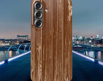 Funda para teléfono con efecto de textura de madera para Samsung Galaxy S20-S26 / Funda protectora a presión