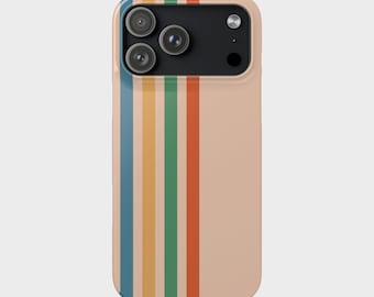 Retro Vertical Striped Phone Case for iPhone 8-17 | Snap-On Protective Cover