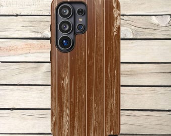 Funda para teléfono con efecto de textura de madera para Samsung Galaxy S20-S26 / Cubierta protectora resistente de doble capa