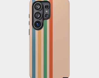 Retro Vertical Striped Phone Case for Samsung Galaxy S20-S26 | Tough Dual-Layer Protective Cover