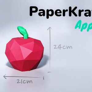 Décoration sculpture papier 3D pomme, Apple 3D papercraft, kit de créations artisanales en papier prédécoupé.