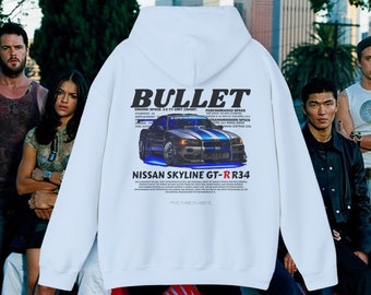 Snel en woedend, snel en woedend shirt, Nissan Gtr R34 Skyline, voor Paul Walker, Paul Walker shirt, vintage auto hoodie, auto's hoodie, auto's