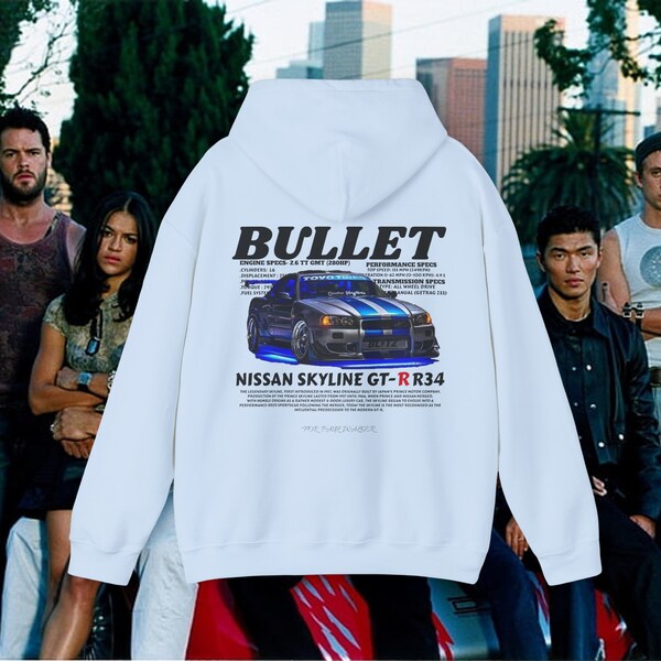 Fast and Furious, Camicia Fast and Furious, Nissan Gtr R34 Skyline, Per Paul Walker, Camicia Paul Walker, Felpa con cappuccio per auto d'epoca, Felpa con cappuccio per auto, Automobili