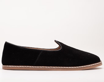 Black Suede Leather Flats, Leather Barefoot Shoes, Black Leather Slip Ons, Turkish Shoes, Leather Slip on Flats, Black Suede Handmade Shoes