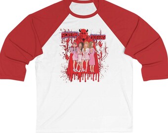 Daria Fashion Club Scream Queens mashup horror comedy cartoon tv show 90s retro Unisex 3\4 Sleeve Baseball Tee