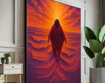 Jesus Divine Sunset Canvas Print, Religious Wall Art