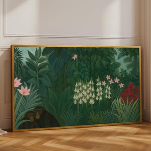 Equatorial Jungle Canvas, Henri Rousseau Art Print, Botanical Wall Decor, Vintage Jungle Poster, Canvas Wall Art Home Decor