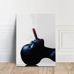 African Black Woman Smoke Art Print on Canvas of Black Woman Canvas, Canvas Wall Art Canvas Design, Home Decor Ready To Hang
