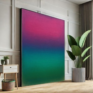 Mark Rothko Inspired Purple and Green Canvas Bold Color Field Painting for Contemporary Living Room Decor | Art Collectors