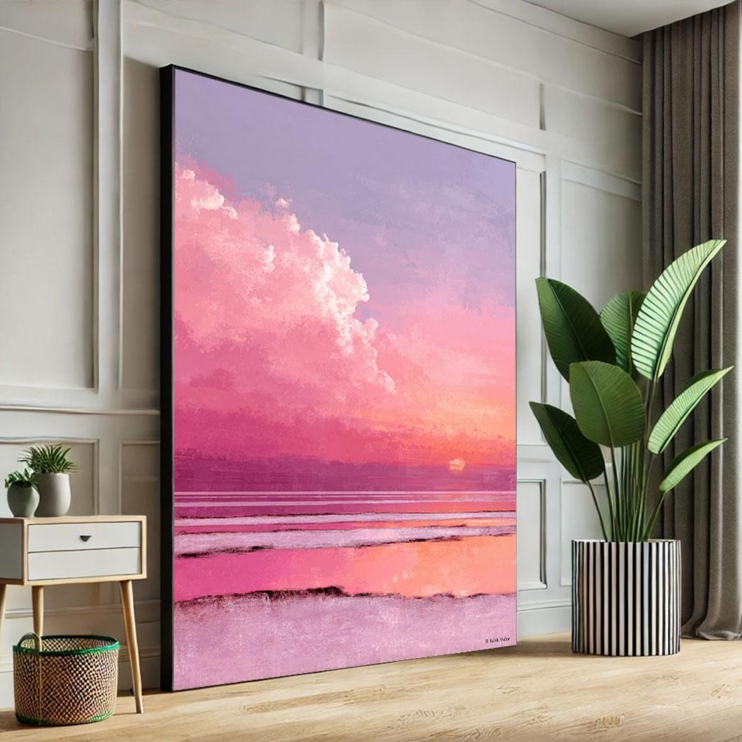 Sunset Ocean Canvas Print: Pink Purple Minimalist Wall Art - Etsy