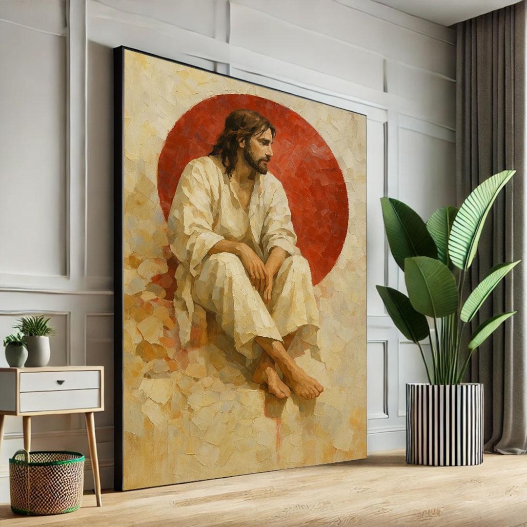 Radiant Jesus Canvas Print, Thoughtful Pose Wall Art - Etsy