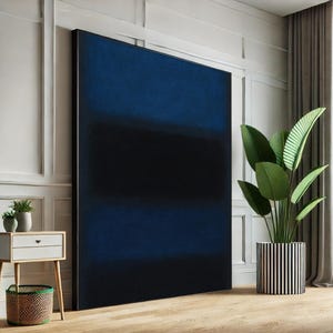 Mark Rothko Dark Blue Abstract Painting, Rothko Inspired Canvas Wall Art Print, Modern Minimalist Decor, Color Field Poster, Ready to Hang