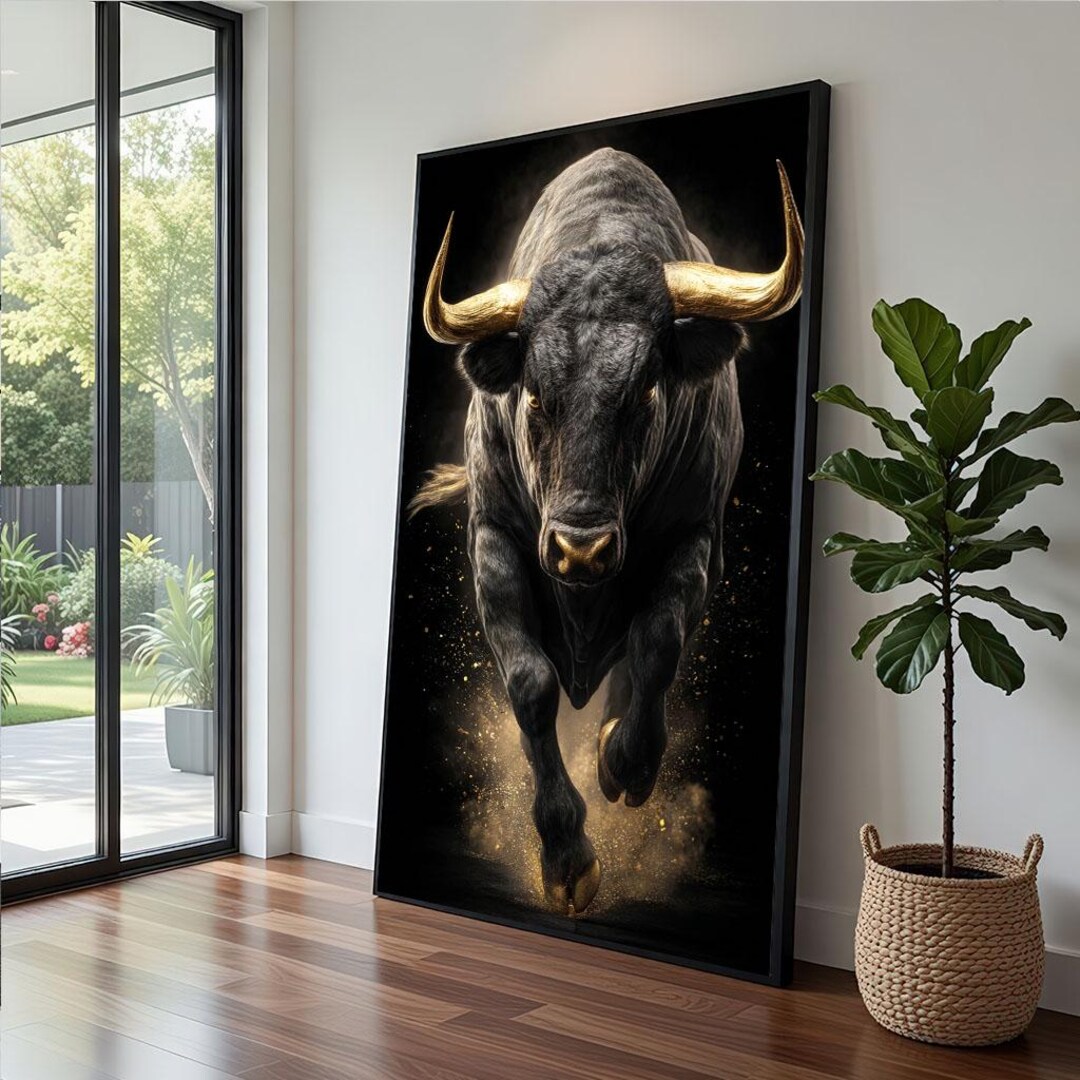 Dynamic Bull Portrait Canvas Modern Animal Art Decor - Etsy