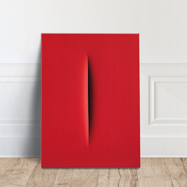 Arte della tela moderna di metà secolo, riproduzione di arte della parete di qualità della galleria, stampa astratta di arte della parete domestica, arte della parete minimalista, arte di Lucio Fontana