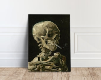 Vincent van Gogh - Skelettskalle med brinnande cigarett Canvastavla Väggkonst Poster