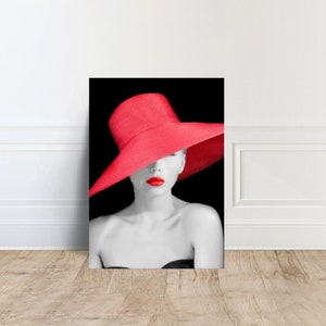 Woman with Red Hat Canvas, Home Decor Ready To Hang, Wall Art Canvas Design