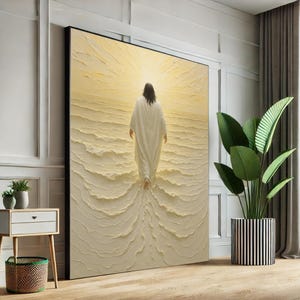 Jésus marchant dans la lumière, impression d&#39;art mural sur toile spirituelle, décoration d&#39;intérieur chrétienne, affiche religieuse, art mural inspiré de la foi, prêt à accrocher