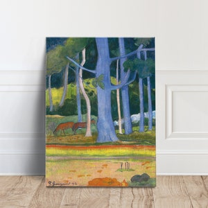 Paisaje de Paul Gauguin con estampado de árboles azules, Paul Gauguin Canvas Wall Art Canvas Wall Art