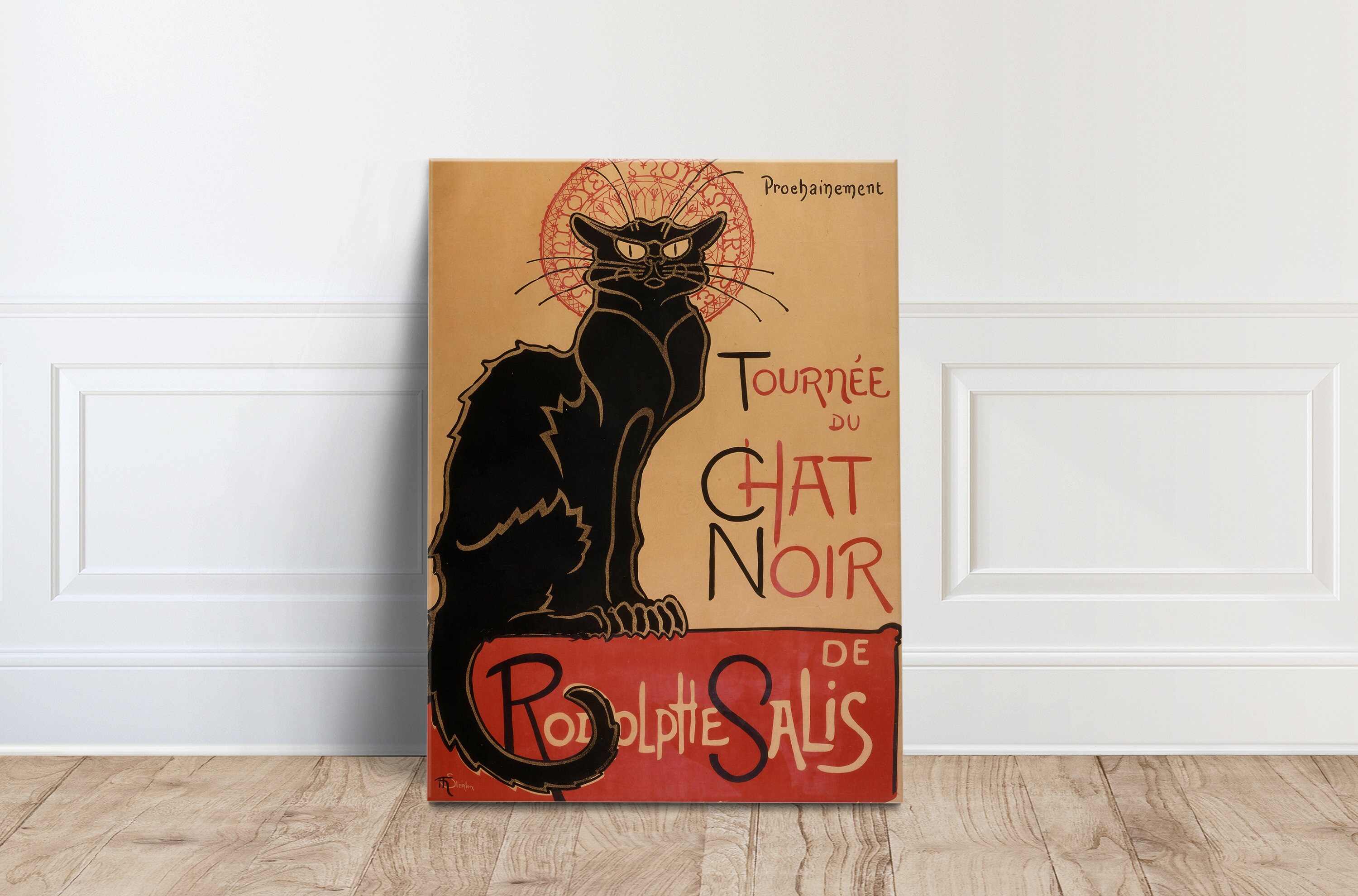 木製額装　ビンテージポスター付　　　 黒猫 シャノワール    ロートレック 木製額装 ビンテージポスター付 黒猫 シャノワール ロートレック
