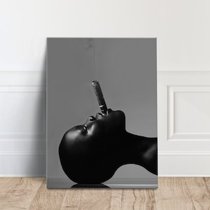 African Black Woman Smoke Art Print on Canvas of Black Woman Canvas, Canvas Wall Art Canvas Design, Home Decor Ready To Hang