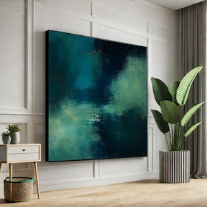 Mark Rothko Deep Teal Indigo Inramad Väggkonst, Abstrakt Färgfält Canvastavla, Minimalistiskt Livsstil