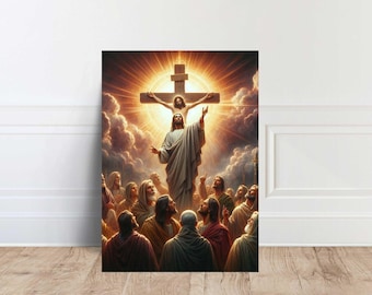 Jesus Christ Canvas Print, Religious Oil Painting Effect Wall Art