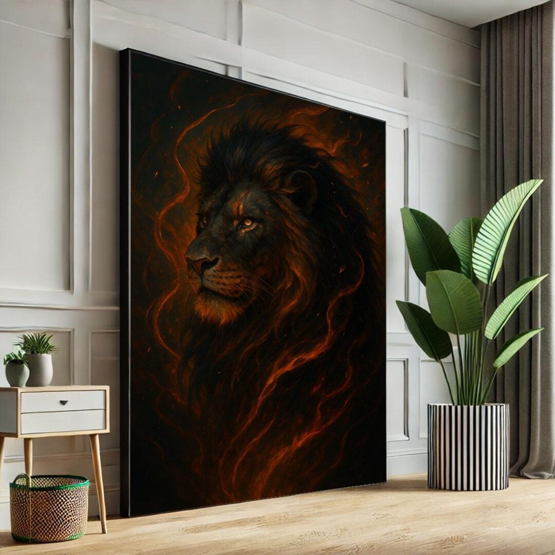 Majestic Lion Portrait Canvas Wall Art Print Bold Living Room Decor ...
