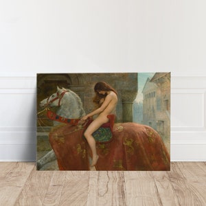 John Collier Lady Godiva Giclee Print Texture Gel Reproduction  Canvas Wall Art Poster Print Reproduction